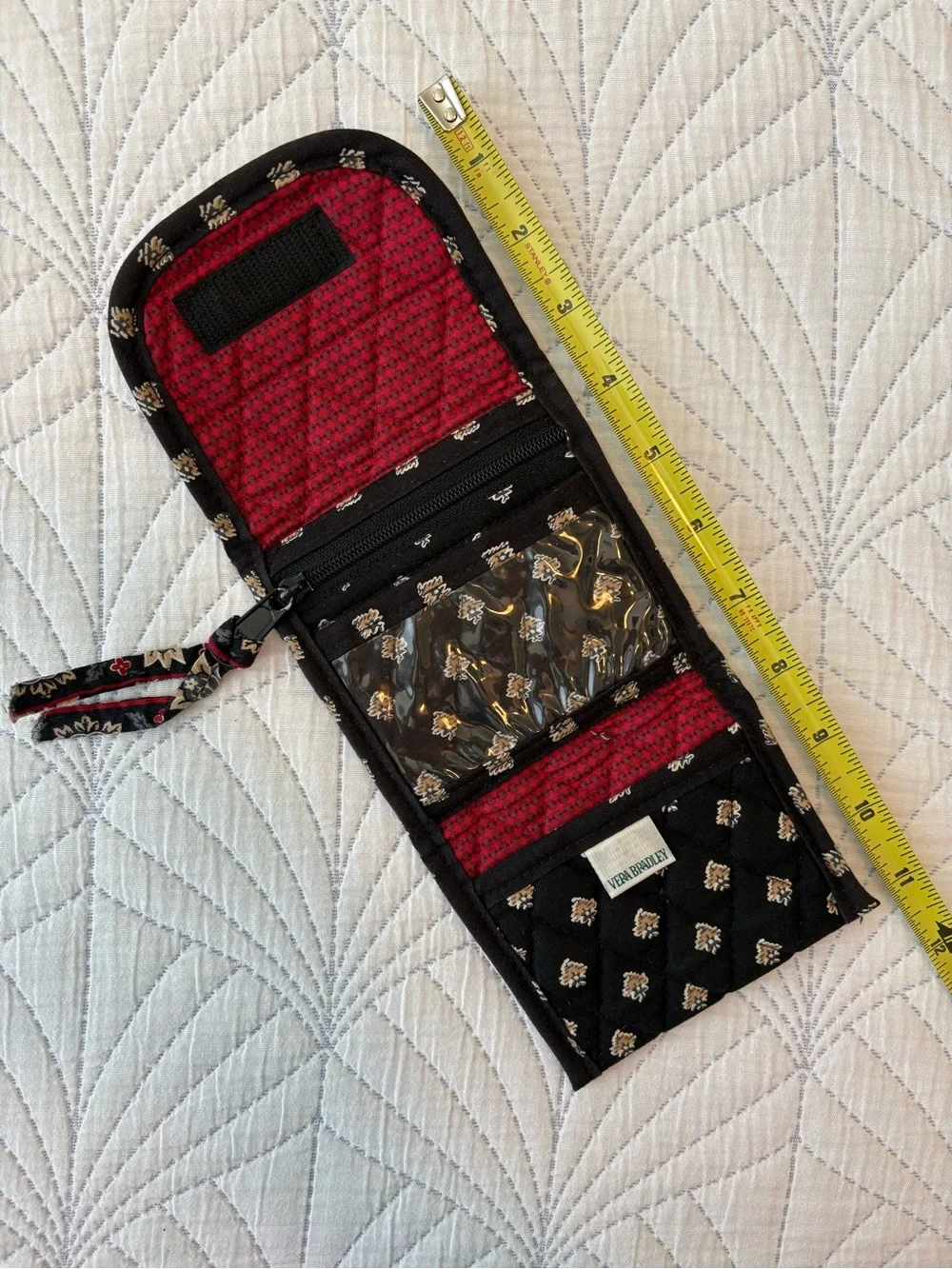 Vera Bradley Compact Wallet in Black, Red & Cream